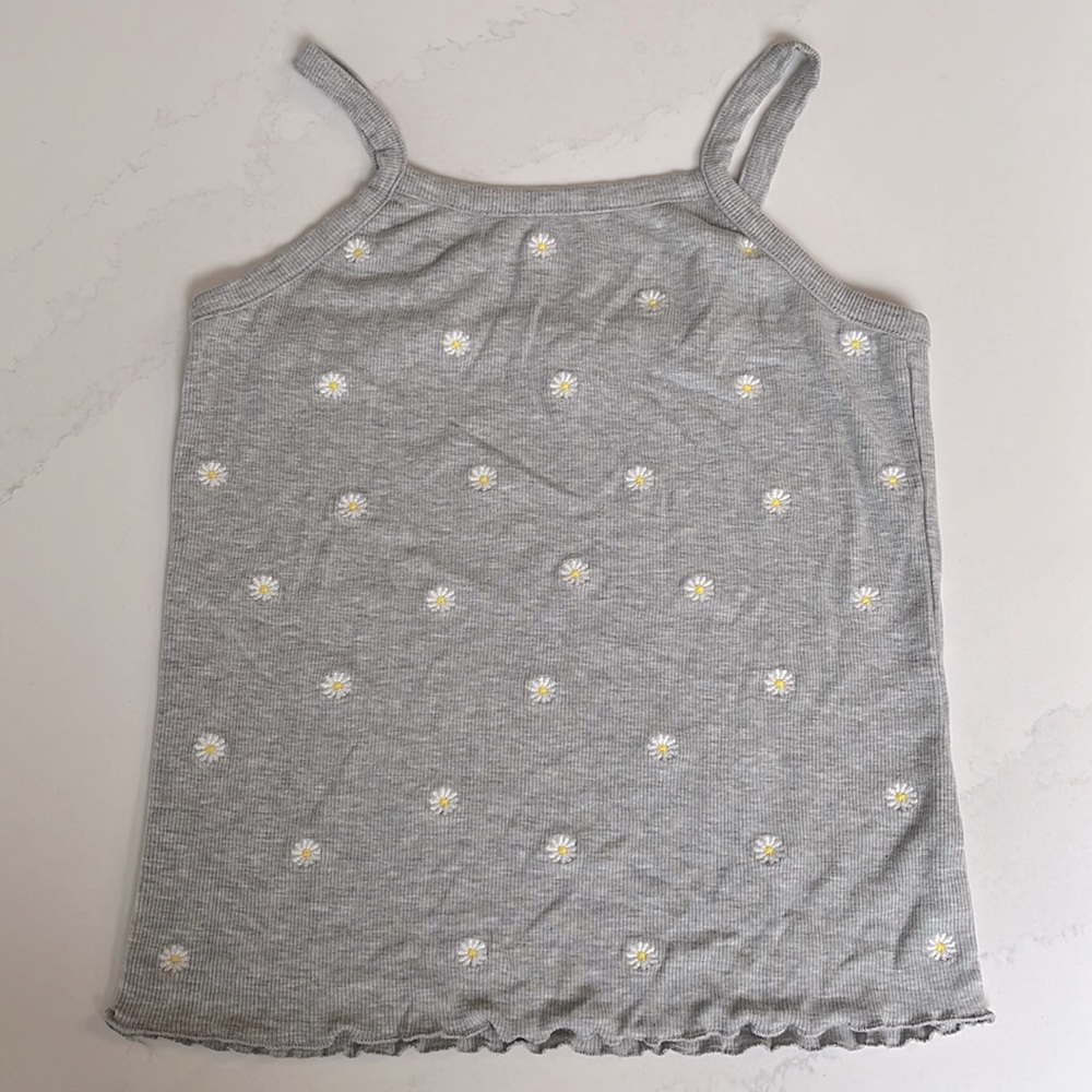 Grey tank top with daisies, great condition.